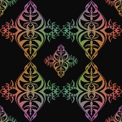 Abstract, Multicolor Doodles in Abstract Form Without Definite Pattern, Multicolor Doodles Assembled Without Fixed Shapes to Form Images, Doodles, Patterns, Images with Black Background.