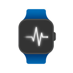 Heart rate concept on smart watch isolated on white background