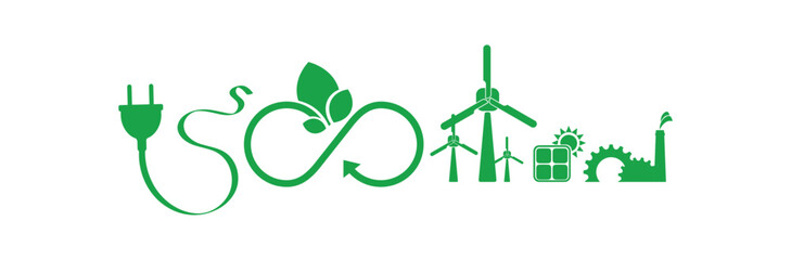 circular economy icons on white background	