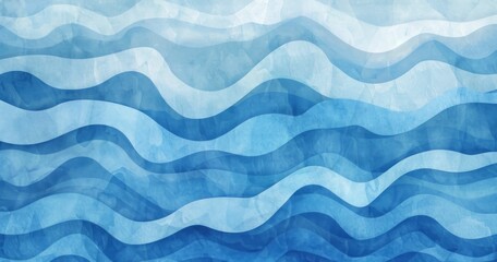 Abstract Blue Watercolor Waves Background in Artistic Style for Travel and Fashion Design Inspiration
