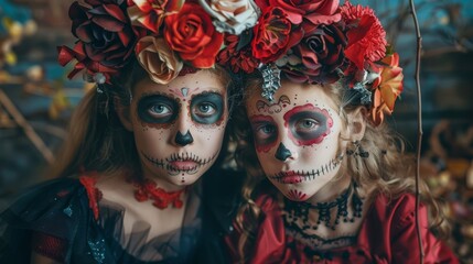 Gothic Girls with Halloween Makeup