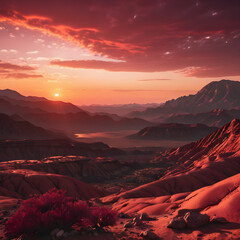 sunset over the mountains