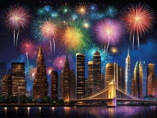 fireworks over the river