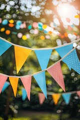 A bunch of colorful flags hanging in the air