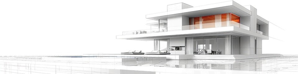 A large white house with a pool and a balcony