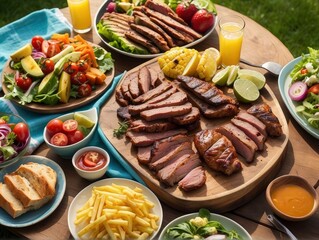 grilled meat with vegetables