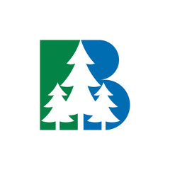 Letter B logo pine tree 