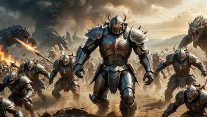 Naklejka premium Knight in Battle