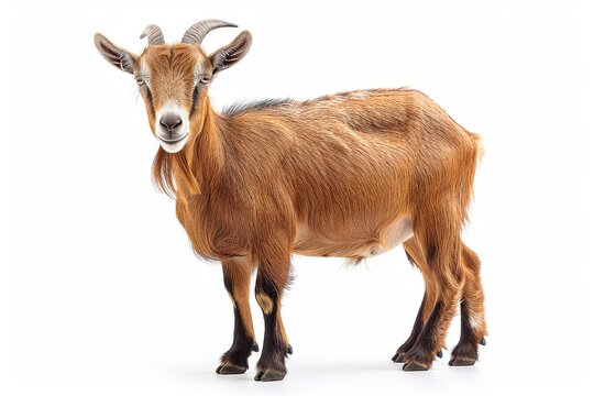 full body of a goat on white background
