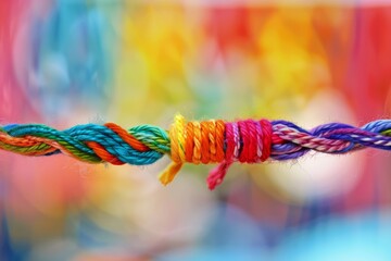 colourful friendship band or knot on light background