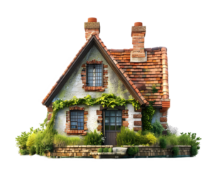 Old house in the forest on transparent background