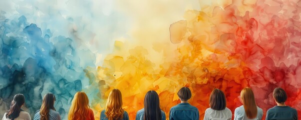 financial literacy class flat design side view concepts of business education watercolor triadic color scheme