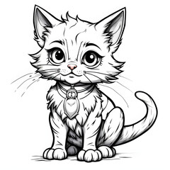 Obraz premium Cute Halloween baby cat of Animals Coloring Book Generative Ai 