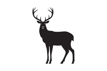 Deer  had black and white silhouette vector illustrator with white background 