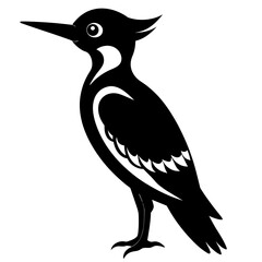 Beautiful bird Woodpecker silhouette black color vector icon illustration