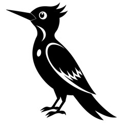 Beautiful bird Woodpecker silhouette black color vector icon illustration