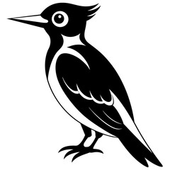 Beautiful bird Woodpecker silhouette black color vector icon illustration