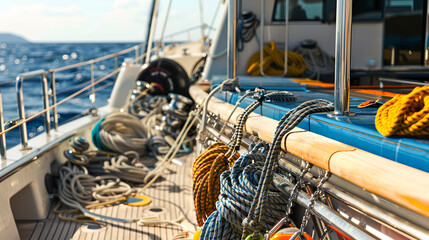 Fishing Gear Laid Out on the Deck of a Luxury Yacht
