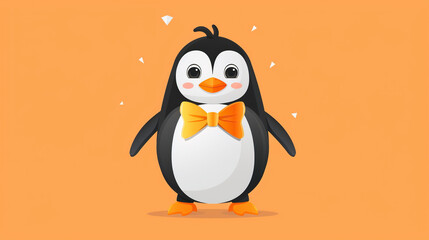 Obraz premium Cute Penguin clipart with a bow tie
