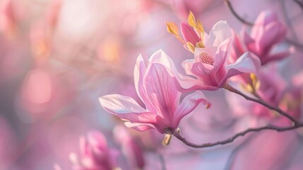 Magnificent blossoming magnolia tree