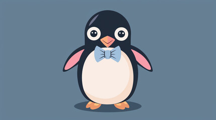 Fototapeta premium I imagined a cute penguin standing on a sandy beach, blending the chill of Antarctica with the warmth of a sunny day, perfect for a fun and adorable illustration