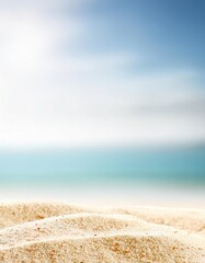 Sand, beach, white light blue background for product display