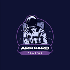 Card Trading Astronout Logo Design Vector EPS