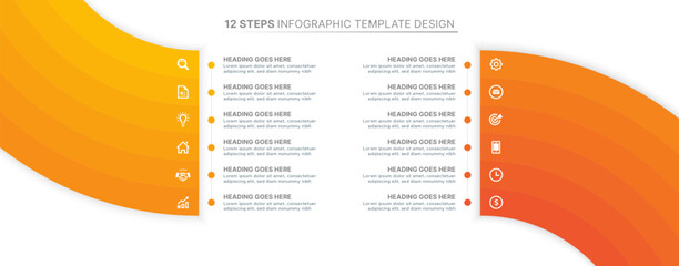 Modern Infographic Design Template with Twelve Options