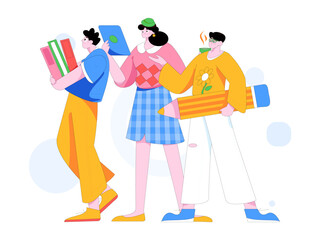 Flat vector illustration of business people operating work scene
