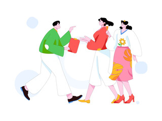 Flat vector illustration of business people operating work scene
