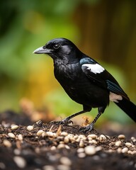 Fototapeta premium Black and White Bird in Natural Setting