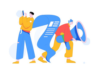 Flat vector illustration of business people operating work scene
