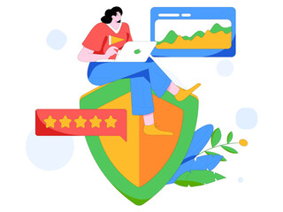 Flat vector illustration of business people operating work scene
