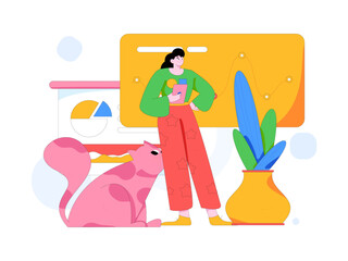 Flat vector illustration of business people operating work scene
