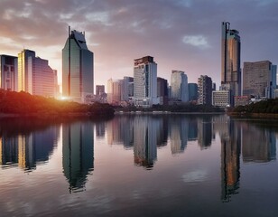 Obraz premium city, night, skyline, cityscape, traffic, downtown, building, urban, light, highway, road, street, sunset, business, architecture, dusk, sky, view, car, skyscraper, china, lights, evening, seattle, sk