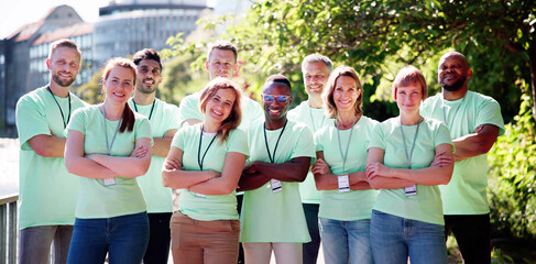 Diverse Group Of People Volunteering Community