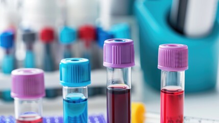Thyroid Gland Model and Blood Samples in Test Tubes in Clinic
