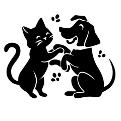 Cute Dog Vector silhouette with white background