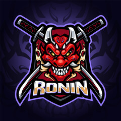 Dragon ronin ninja mascot esport logo design