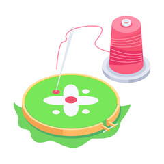 Sewing and Textile Tools Isometric Icons 
