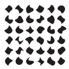 Random blob circles silhouette icon set. Blob shapes vector set. Black abstract spot on a white background. Organic abstract simple fluid stone silhouette elements. 