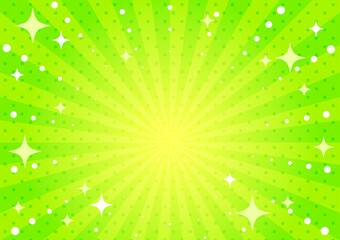 キラキラ輝くポップでかわいい集中線の背景（イエローグリーン）