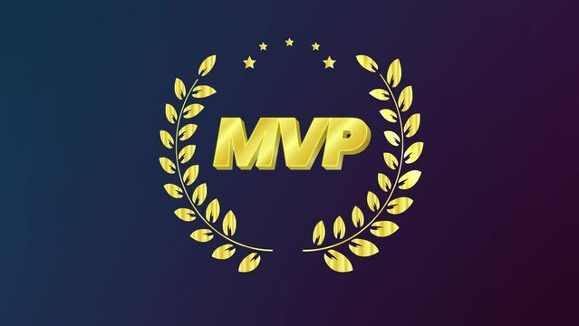 Golden MVP, emblem reward Most Valuable Player for video games or mobile gaming. Symbol of victory, achievement, honor, winner or success. 4K animation