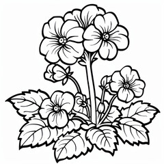 Black and white outline drawing of a flower bouquet, perfect for coloring pages or floral design templates.
