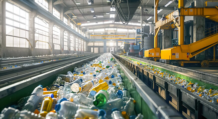 Recycle plastic factory industry with eco friendly concepts.