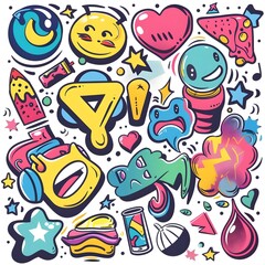 Sticker Artwork Photos,A set of small vinyl stickers pop art style popular objects

