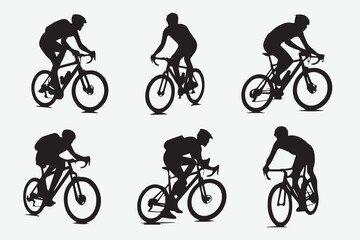 Bicyclist silhouettes vector design white background