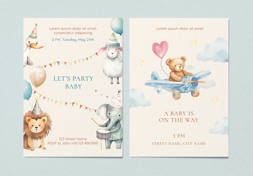 Cute Watercolor Card Template With Generative AI