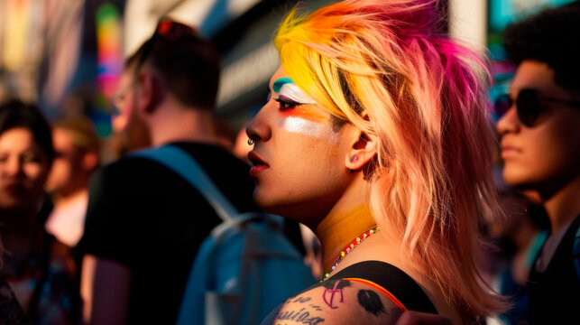 Portrait of a transgender, non-binary person in a street