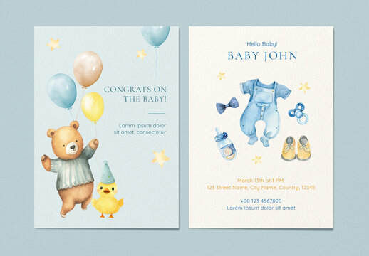 Baby Watercolor Card Template With Generative AI